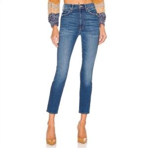 MOTHER The Rascal ankle fray Blue Straight Leg Jeans 33